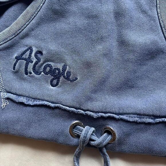 Vintage Y2K American Eagle blue v-neck hoodie with 3/4 sleeves size medium - Picture 4 of 7